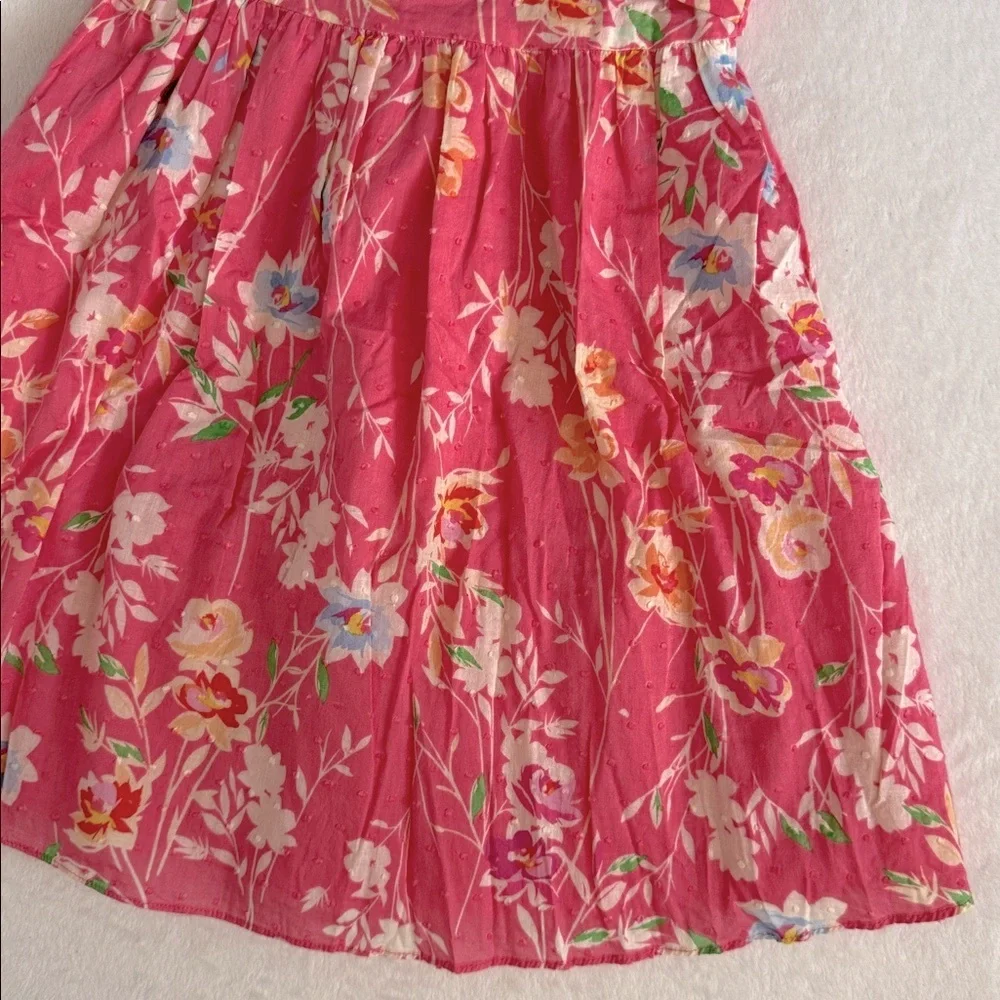 Bloome de jeune fille | Floral Print Swiss Dot Sleeveless Dress Coral Pink (8) - Picture 5 of 16
